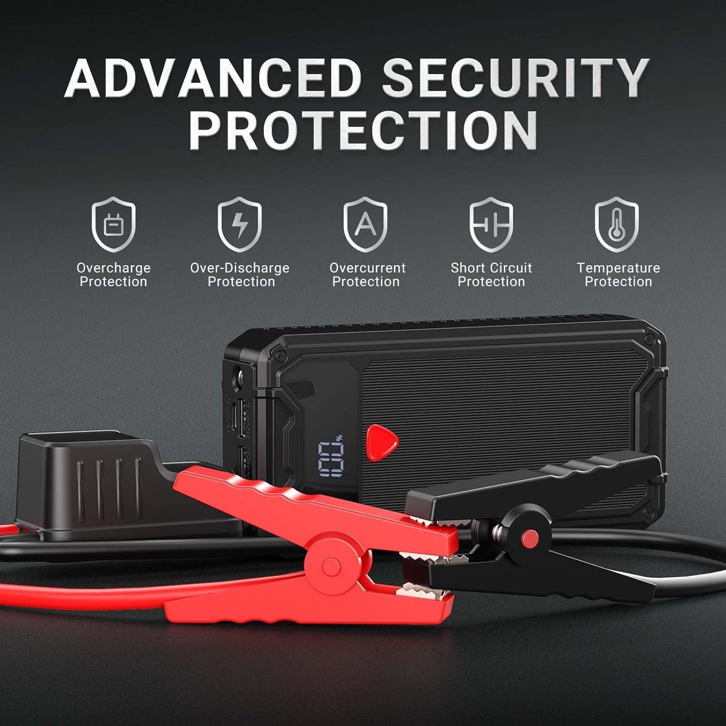 NEX-POW 4000A Jump Box, 12V Car Battery Jump Starter with LCD Display and Jumper Cable