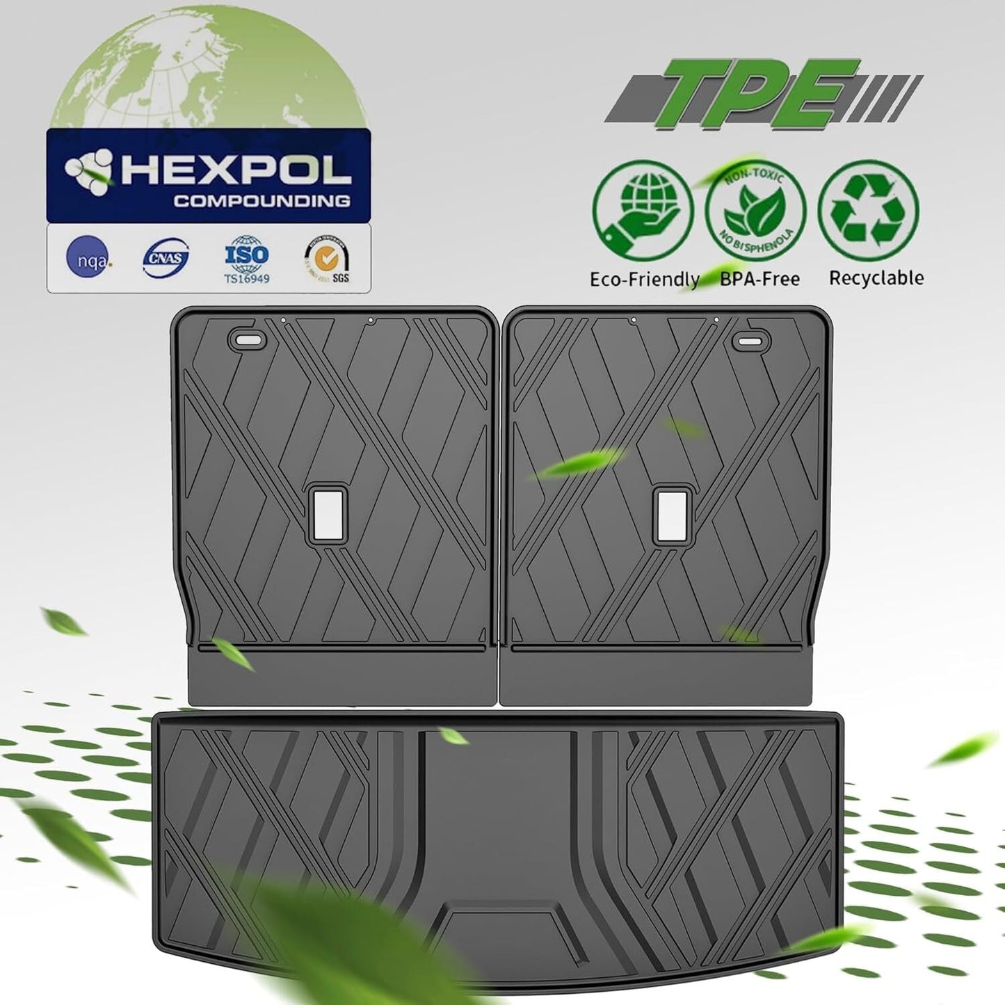 AOMSAZTO Floor Mats & Cargo Liner & Backrest Mat Compatible with 2020-2024 Ford Explorer 6 Seats Rear Trunk Set All Weather Floor Liner