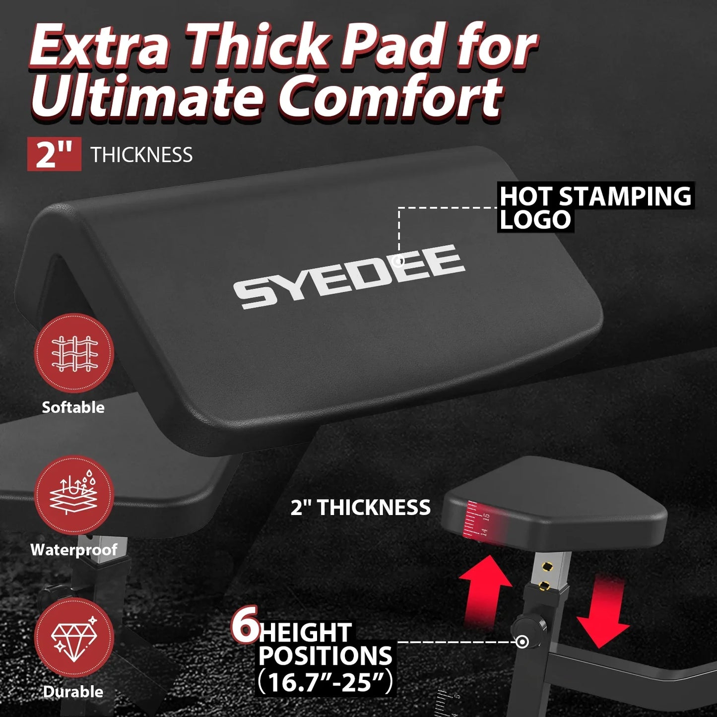 Preacher Curl Weight Bench Seated Arm Isolated Barbell Dumbbell Biceps Station Home Gym Max load 450lLBS