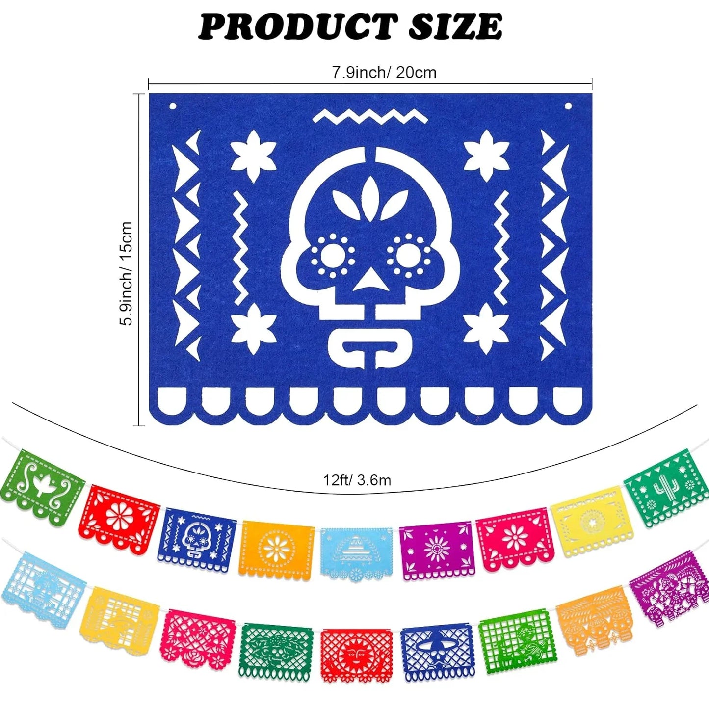 4 Pack Fiesta Party Banner Mexican Felt Banner Cinco de Mayo Papel Picado Fiesta Banner Cino de Mayo Party Decorations Supplies