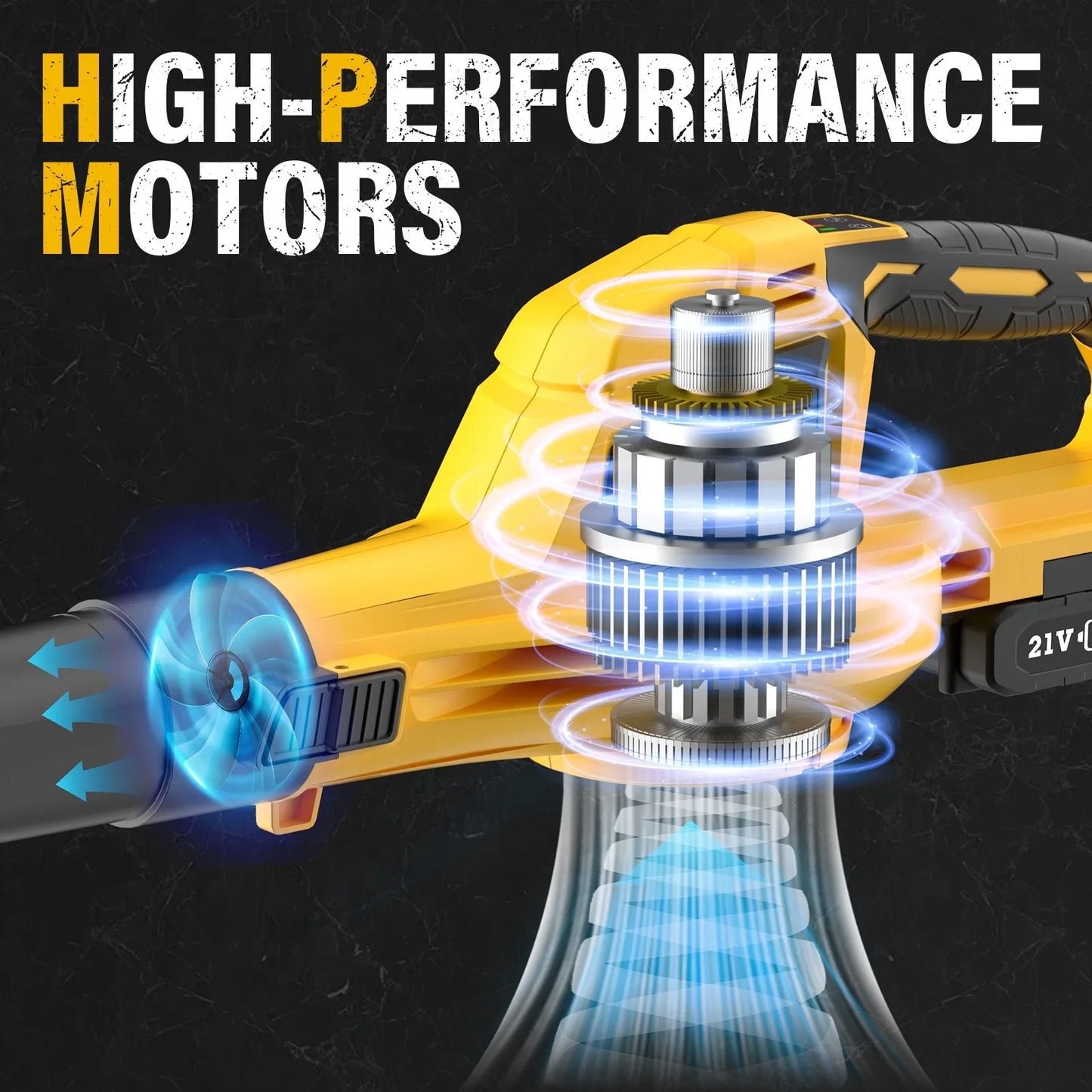 ZEGJAW 20V Leaf Blower Cordless with Battery and Charger, Electric Leaf Blower with 2-Speed Mode, Yellow