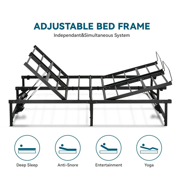 COMHOMA Adjustable Bed Frame Queen Size Adjustable Bed Base Head and Foot Incline