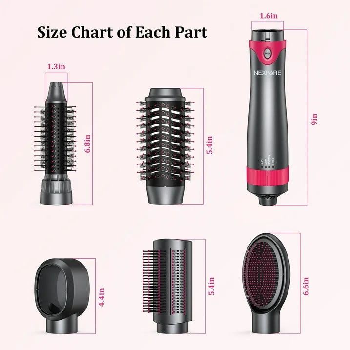 NEXPURE Hair Dryer Brush Set, 1 5 in 1 Hot Air Brush, Drying, Volumizer Hair Styling Tools, Gray