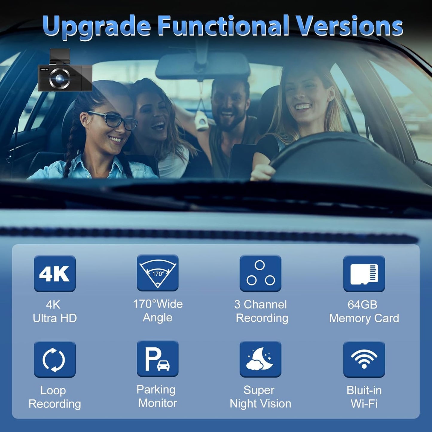 NEX-POW Dash Cam for Cars, Dash Camera with WDR and Night Vision