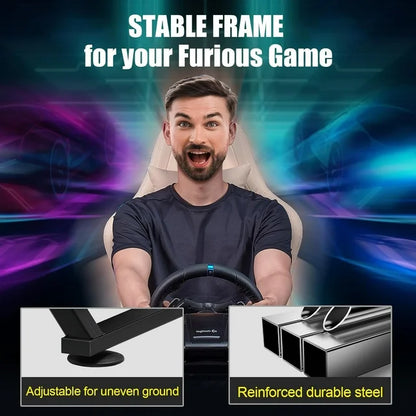 GTPLAYER Sim Racing Wheel Stand Simulator Cockpit Wheel Stand Racing Steering Shifter Mount Fit for Logitech G25 G27 G29 G920 G923 Thrustmaster T330TS Gaming Stand Wheel Pedals NOT Included ,Black