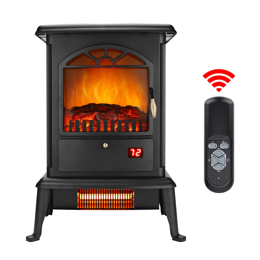 Zimtown 1500W Electric Indoor Freestanding Fireplace with Remote Control, Black