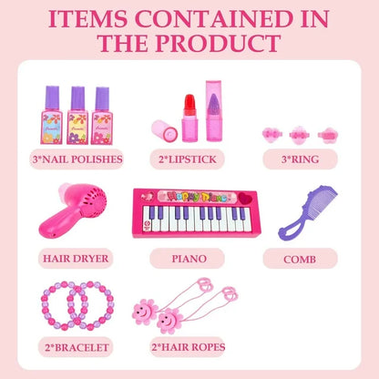 JUGAAD LIFE Toddler Vanity Makeup Table Set with Adjustable Mirror and Chair, Pretend Play Kids Princess Toys with Lights And Sounds, Gifts for Little Girls Toys Ages 3-6 Year Old