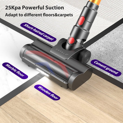 ORFELD Cordless Vacuum Cleaner， 45mins 300W 25kap Rechargeable Stick Vacuum for Carpet Hardwood Floor Pet Hair，Gold，SV30