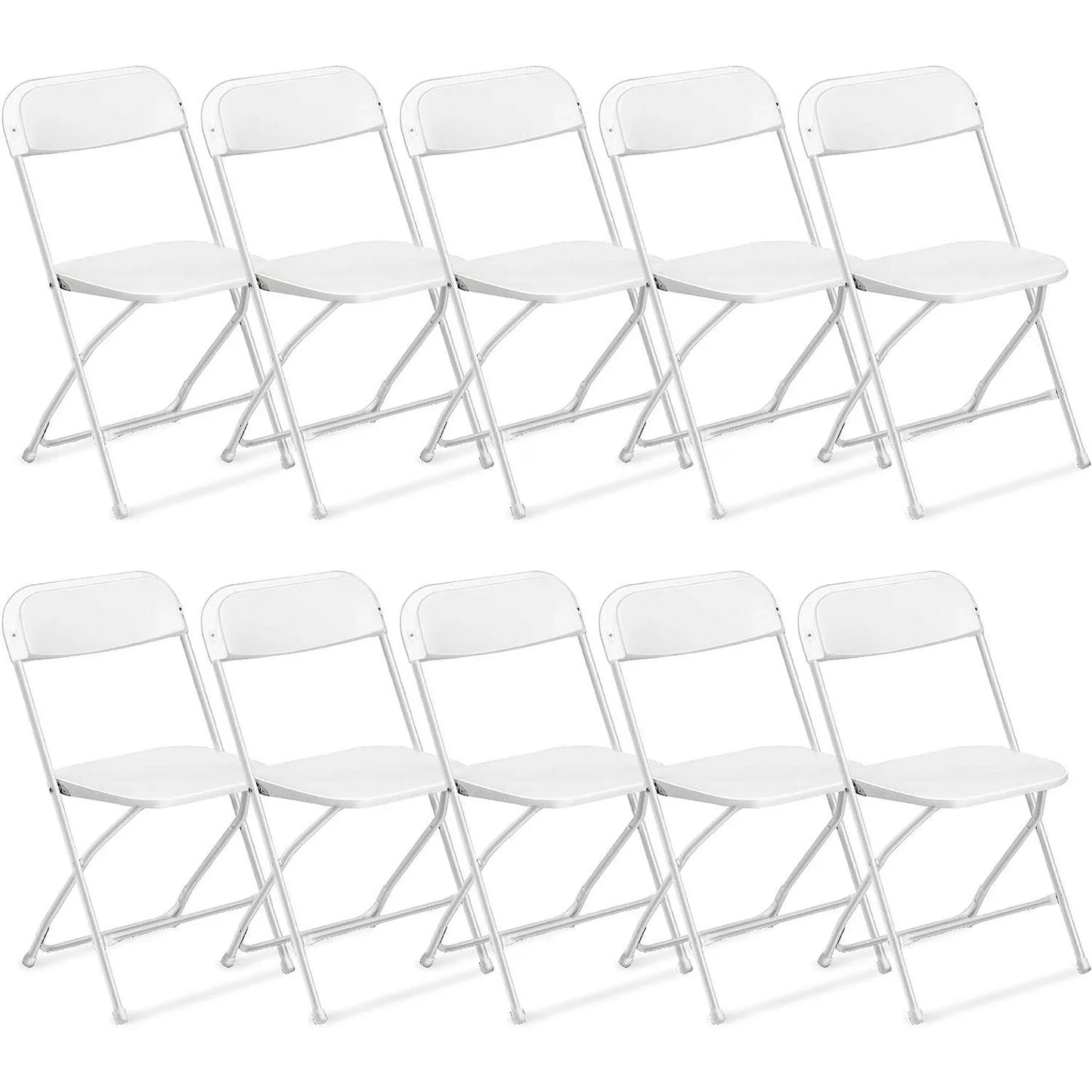 Ktaxon 10 Pack Commercial Plastic Folding Chairs Stackable Wedding Party Chairs Portable Chairs for Outdoor White
