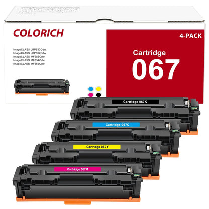 067 067H Toner Cartridge Compatible for Canon 067 067H Cartridge 067 imageCLASS MF656Cdw MF654Cdw LBP632Cdw LBP633Cdw MF653Cdw Printer High Yield CRG-067 Ink(4-Pack, Black Cyan Magenta Yellow)