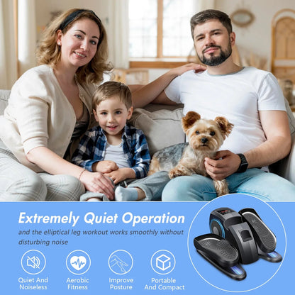 Under Desk Elliptical Machine, Leg Exerciser for Seniors Fuly Assembled, Quiet & Portable Electric Seated Pedal Exerciser Adjustable Speeds with Remote Control
