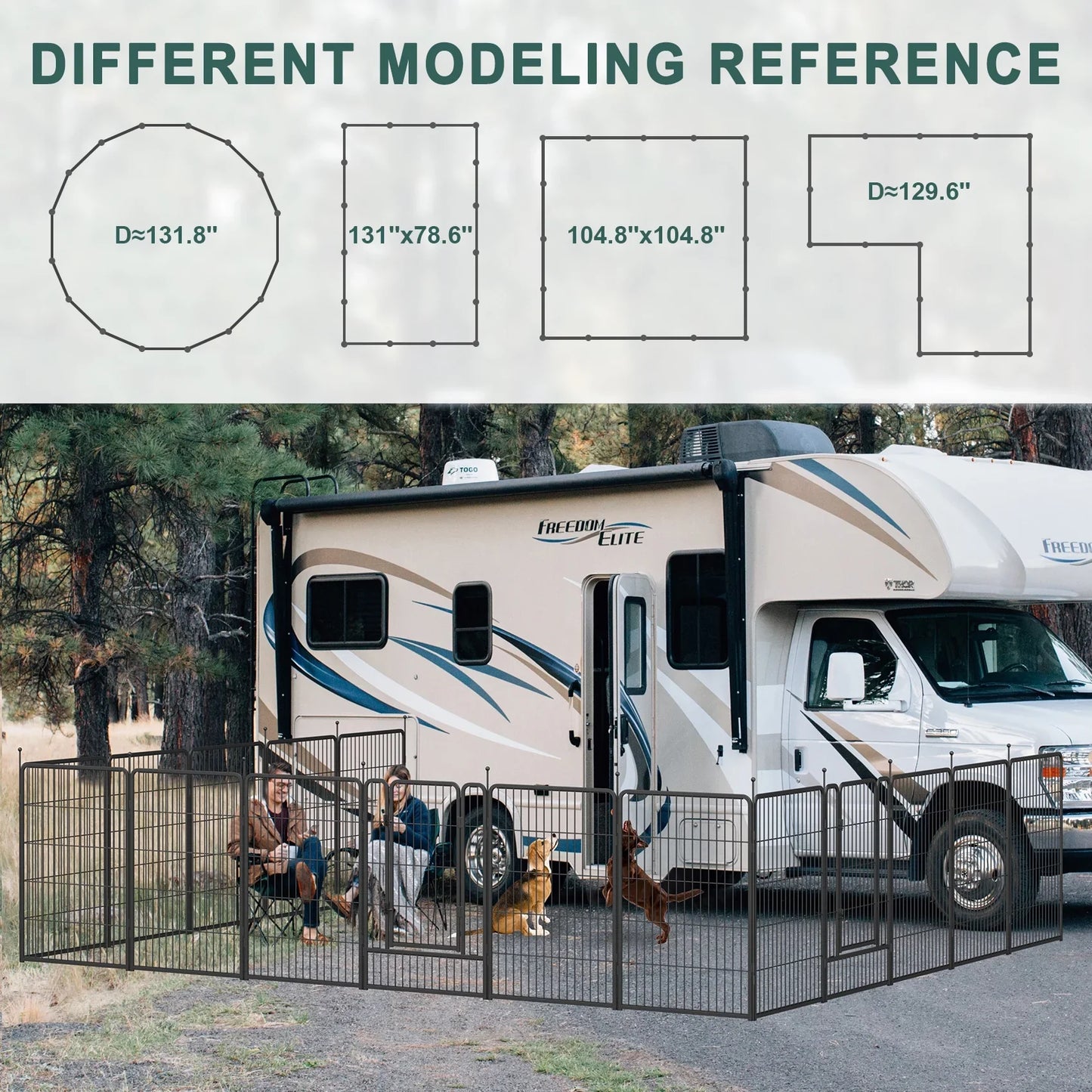 JOZ Dog Playpen Outdoor, 16 Panels, 40" Height Dog Fence Exercise Pen with Doors for Large/Medium/Small Dogs, Portable Pet Playpen for Yard, RV, Camping, Hammer Paint Finish