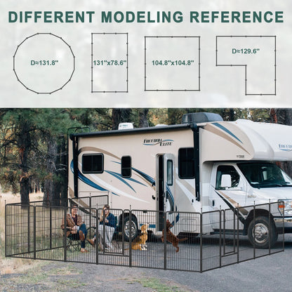 JOZ Dog Playpen Outdoor, 16 Panels, 40" Height Dog Fence Exercise Pen with Doors for Large/Medium/Small Dogs, Portable Pet Playpen for Yard, RV, Camping, Hammer Paint Finish