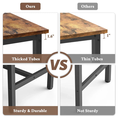 JOZ 3-Piece Kitchen Height Dining Table Set, Bar Table with 2 Stools, Rustic Brown and Black