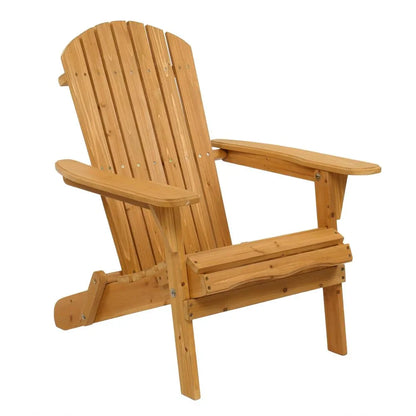 Ktaxon Folding Wooden Adirondack Chair Folding Wood Accent Wood Single Chair for Outdoor and Indoor, Wood Lounge Chair, Natural Color