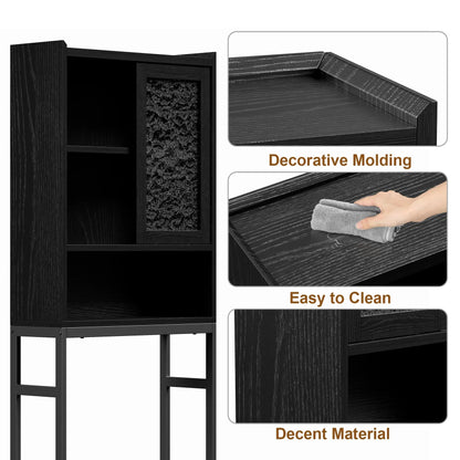 JOZ Over The Toilet Storage Cabinet, 4-Tier Wooden Bathroom Organizer, with Adjustable Saver Space Rack Shelf & Rack, Black