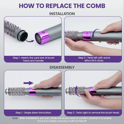 NEXPURE 6 in 1 Hot Air Styler, Dusty Purple  Blow Dryer Brush, Fast Drying, No Heat Damage