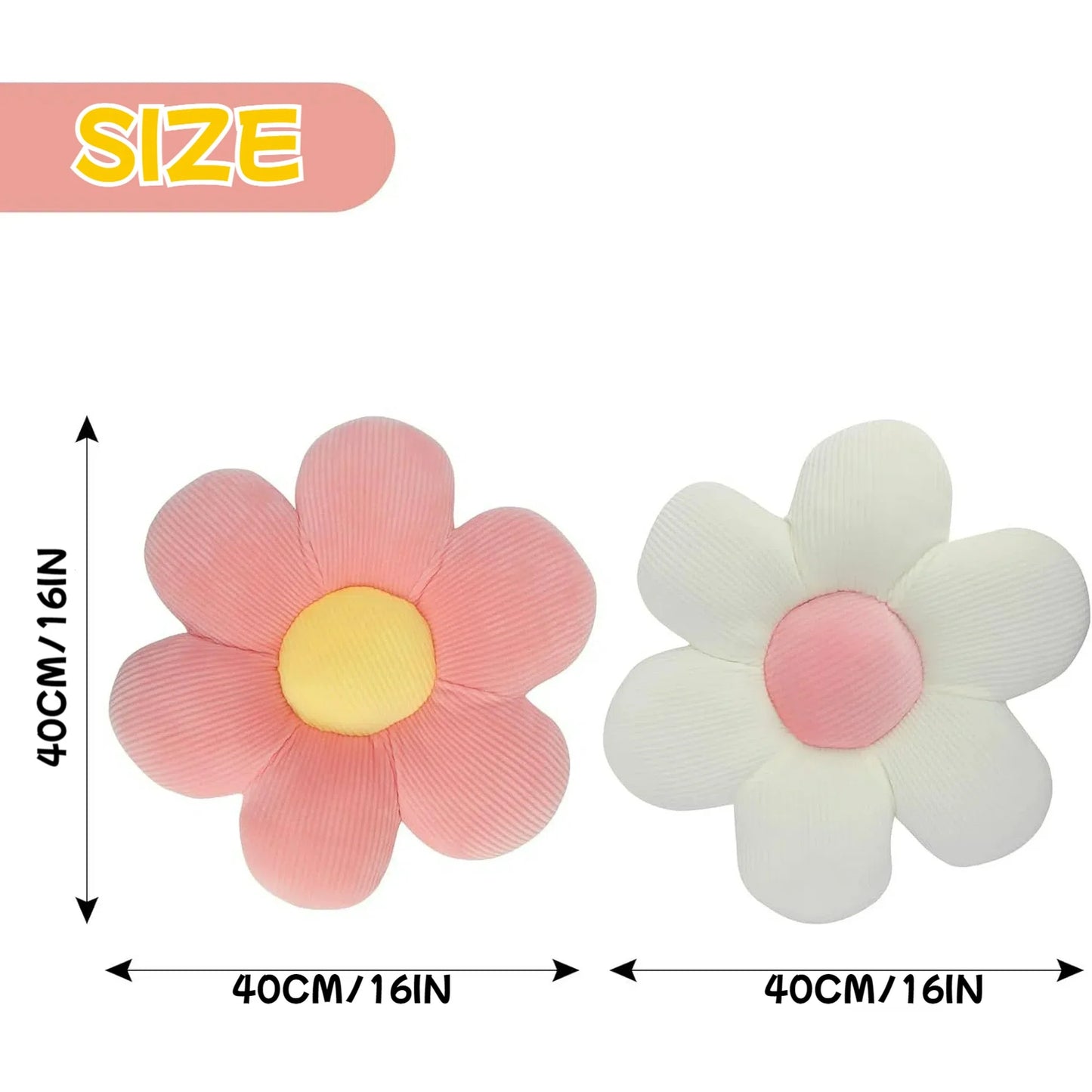 2 Pack Flower Pillows, 16 in Cute and Comfortable Floor Cushions Soft Fun Plant Throw Pillows Preppy Aesthetic Room Decor for Couch Sofa Chair