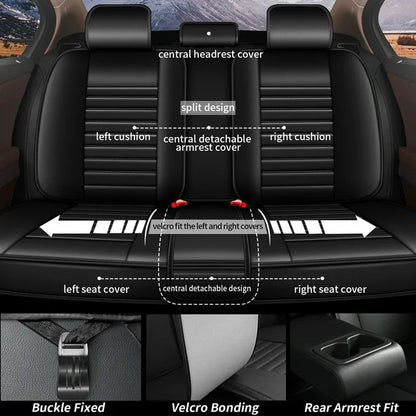 AOMSAZTO Car 5-Seat Covers Front & Rear Full Set Faux Leather Seat Cushion Protector Waterproof Black For Toyota 4Runner 2003-2023