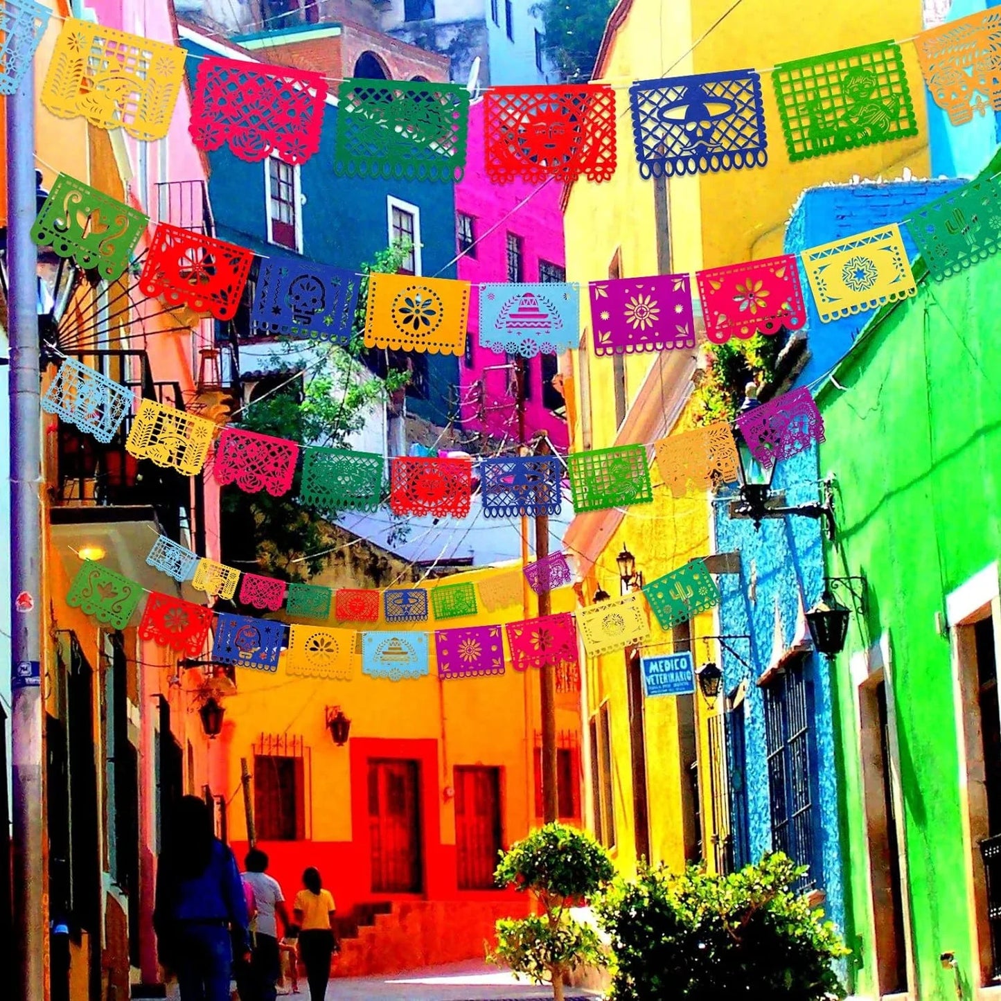 4 Pack Fiesta Party Banner Mexican Felt Banner Cinco de Mayo Papel Picado Fiesta Banner Cino de Mayo Party Decorations Supplies