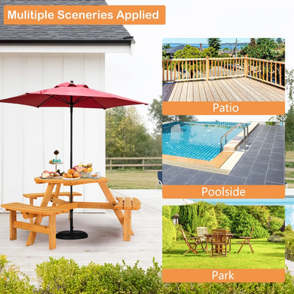 Ktaxon Outdoor Picnic Table Set for 6 Person, Wooden Table Set for Garden, Lawn, Deck, Park, Wooden Table and Bench for Picnic, Gathering