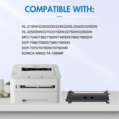 TN450 Toner Cartridges 2-Pack High Yield Replacement for Brother TN450 TN-450 TN420 TN-420 HL-2270DW HL-2280DW DCP-7065DN MFC-7360N MFC-7860DW HL-2240D DCP-7060D MFC7460DN MFC7240 Printer (Black)