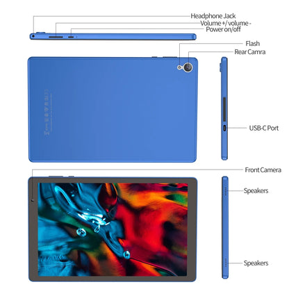 Baken Android 12 Tablet 10.1 inch, Touch Screen, 2GB RAM 32GB Storage, Dual Camera,Quad-Core,1280x800 | Wi-Fi | Bluetooth | 6000mAh | Google GMS Certified(Blue)