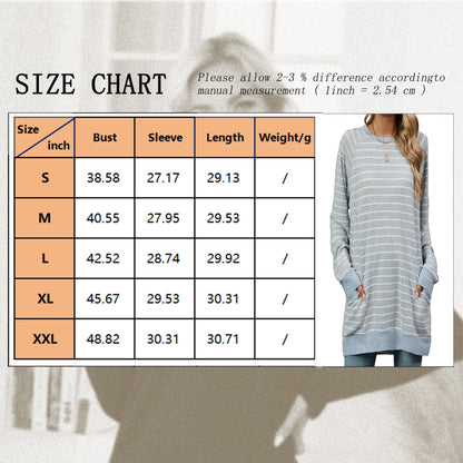 SHIBEVER Womens long sleeve tops Stripe plus size sweater pullover Shirts Casual Oversized Blouse Tunic with Pocket