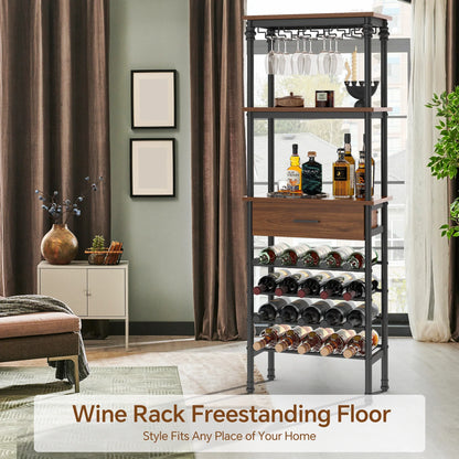 JOZ Floor Standing Wine Rack and Liquor Cabinet for Home Bar Storage