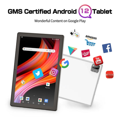 Android 12.0 Tablet 10 inch BaKen ,3GB RAM 64GB Storage | WIFI 6 | Quad-Core | 1280x800 | Dual Camera | 6000mAh | Google Certified | White