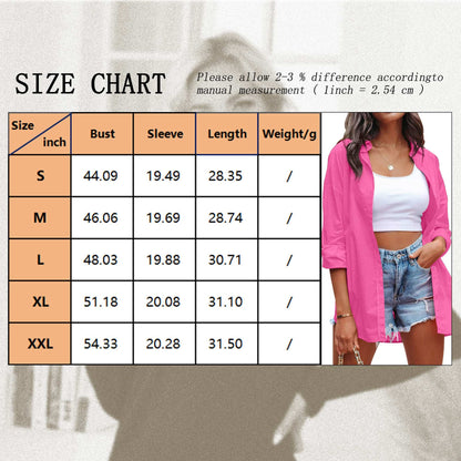 SHIBEVER Womens long sleeve Blouses Tops Oversized Button Down Shirts V neck Loose Fit Work Dressy Blouse rose