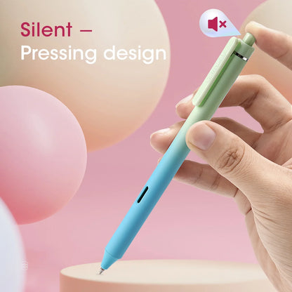 WRITECH Retractable Gel Ink Pens: 8ct Black 0.5mm Fine Point Tip Pen Comfort Grip Smooth Writing with Aesthetic Gradient Color Barrel for Journaling Note Taking Sketching No Bleed & Smear