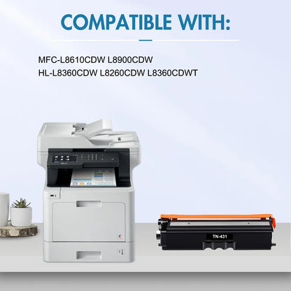 TN431 Colorich High Yied Toner Cartridge for Brother TN431 TN433 TN436 HL-L8360CDW MFC-L8900CDW HL-L8260CDW L8360CDWT MFC-L8610CDW Printer Ink (KCMY, 4-Pack)