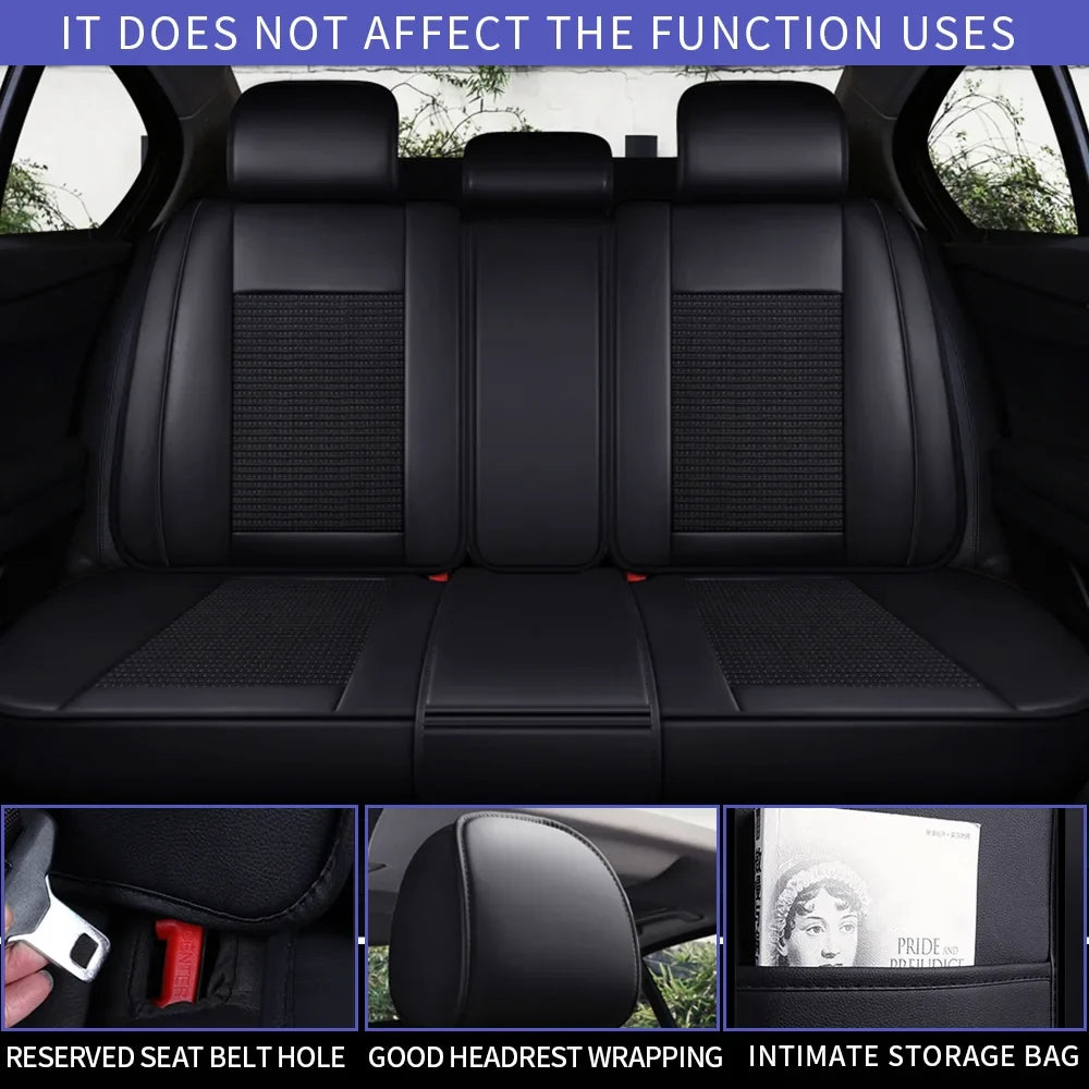 AOMSAZTO Fit Toyota Camry 2005-2017 Car seat Cover 5-seat Ice Silk+Faux Leather Full Set Breathable