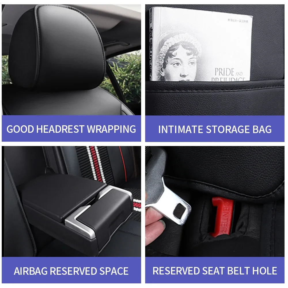 AOMSAZTO Fit Toyota Camry 2005-2017 Car seat Cover 5-seat Ice Silk+Faux Leather Full Set Breathable