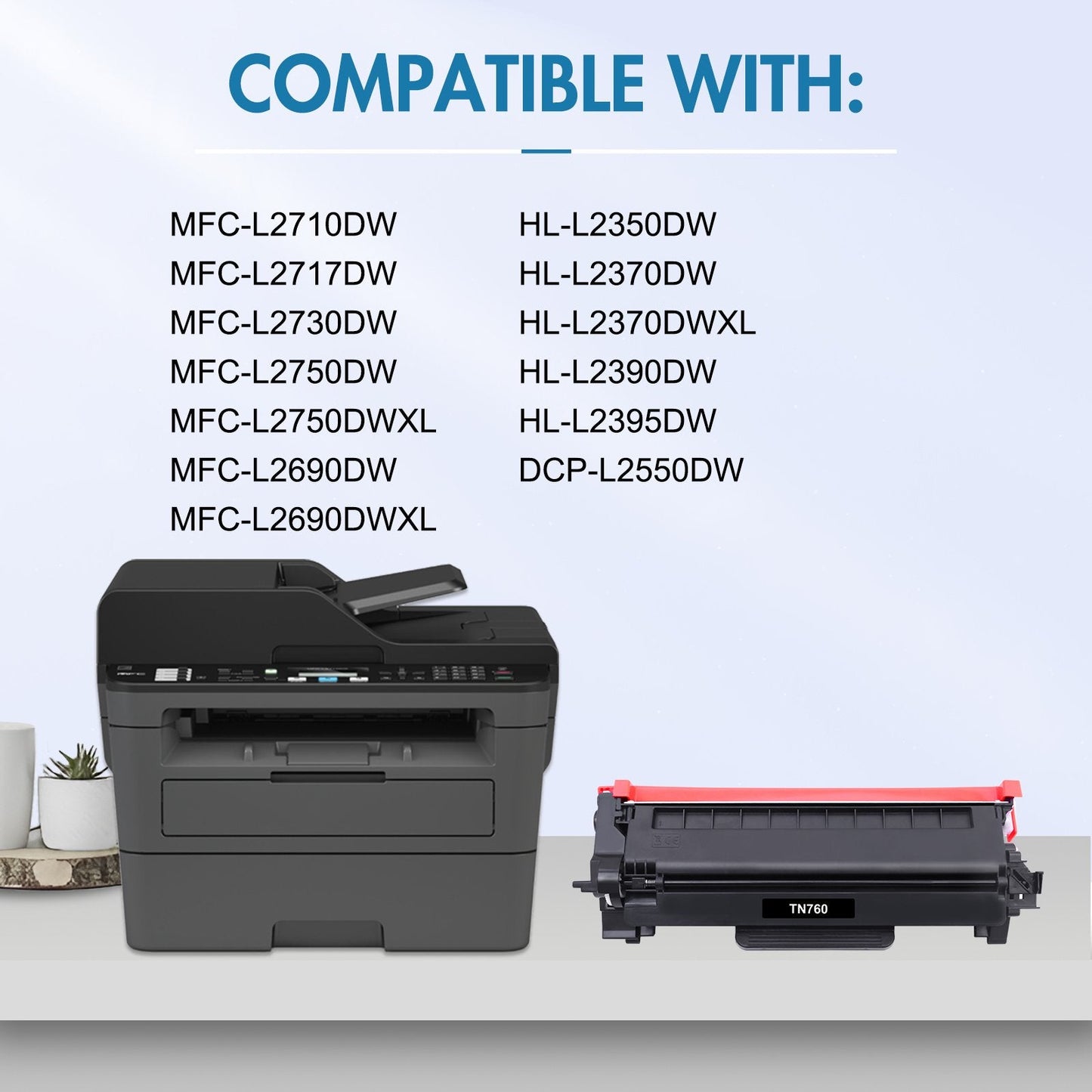 TN760 TN730 Toner Cartridge Compatible for Brother TN-760 TN760 TN-730 TN730 DCP-L2550DW HL-L2350DW MFC-L2710DW MFC-L2750DW HL-L2395DW HL-L2390DW MFC-L2690DW Printer Ink (Black, 4-Pack)