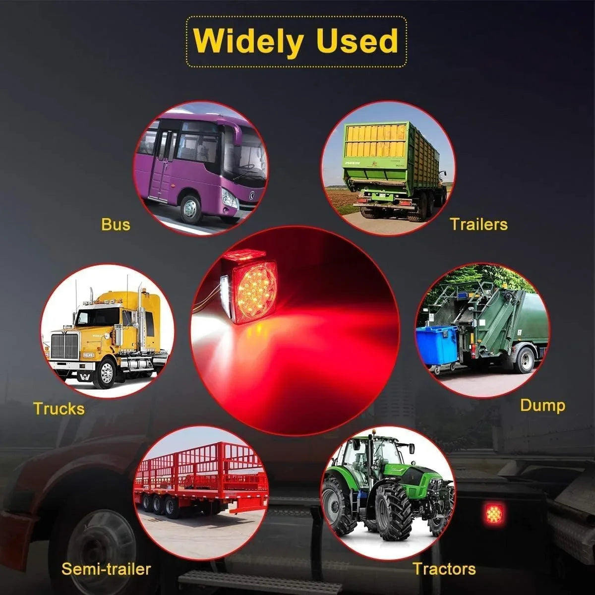 EXERAUO Trailer Tail Lights, Square Boat Trailer Lights Led Submersible Kit, Stop Turn Tail License Brake Running Light for Boat Truck RV Trailers Under 80" (2 Pack)