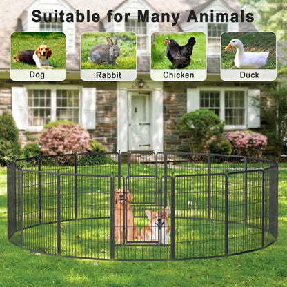JOZ Dog Playpen Outdoor, 16 Panels, 40" Height Dog Fence Exercise Pen with Doors for Large/Medium/Small Dogs, Portable Pet Playpen for Yard, RV, Camping, Hammer Paint Finish
