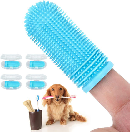4 Pack Dog Toothbrush for Dog Teeth Cleaning, Dog Finger Toothbrush, Full Surround Bristles, 360 Dog Fingerbrush Toothbrush, Dog Tooth Brushing Kit, Cat Toothbrush, Dental Care for Puppies, Cats