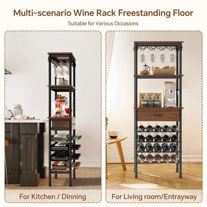 JOZ Floor Standing Wine Rack and Liquor Cabinet for Home Bar Storage
