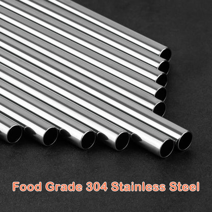 Tomorotec 12-Inch Stainless Steel Straw with Silicone Extender Tip for Stanley Adventure Quencher 40oz Tumbler 6-Pack with 2 Cleaning Brushes, 0.4" Diameter Straws Food Grade BPA-Free Colorful Set