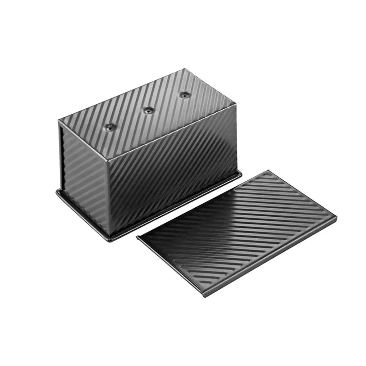 Black Pullman Loaf Pan with Lid, 1 lb Dough Capacity Carbon Steel Bread Toast Box Mold,Non-Stick Bakeware for Baking Bread,9 Inch