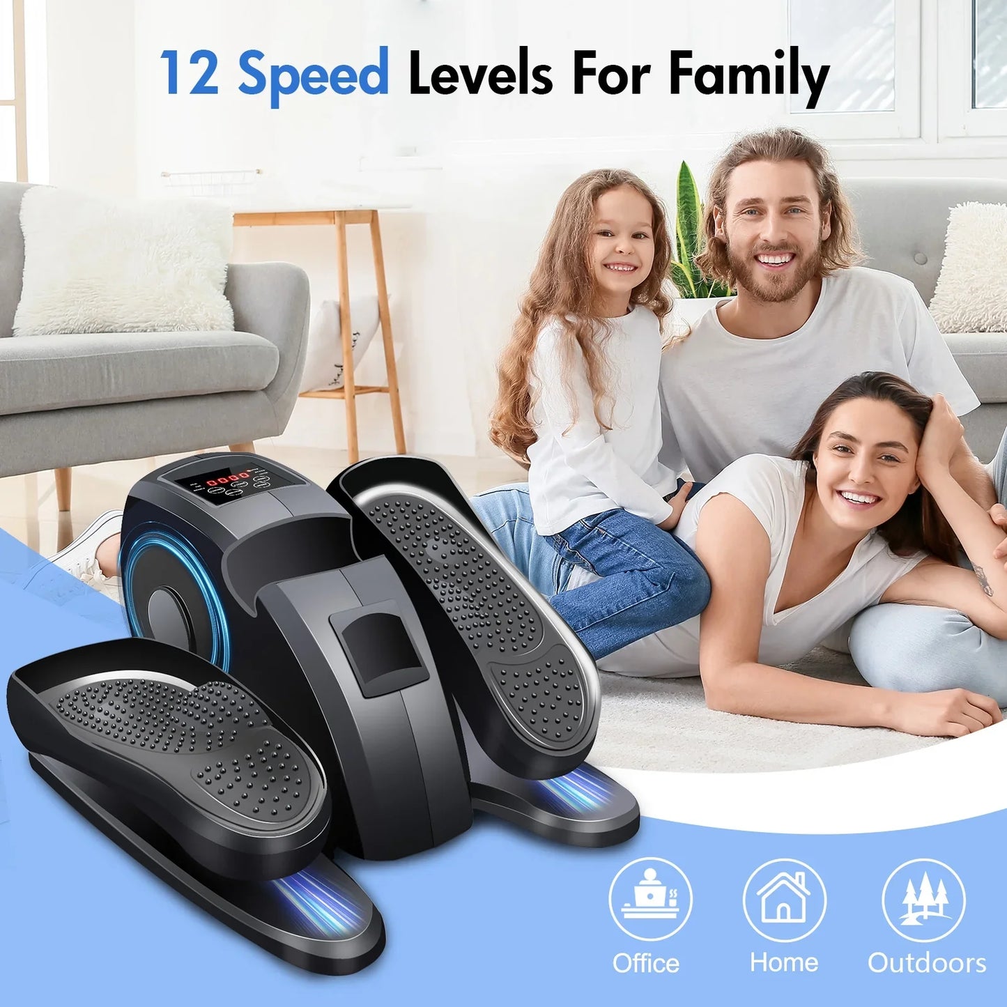 Under Desk Elliptical Machine, Leg Exerciser for Seniors Fuly Assembled, Quiet & Portable Electric Seated Pedal Exerciser Adjustable Speeds with Remote Control