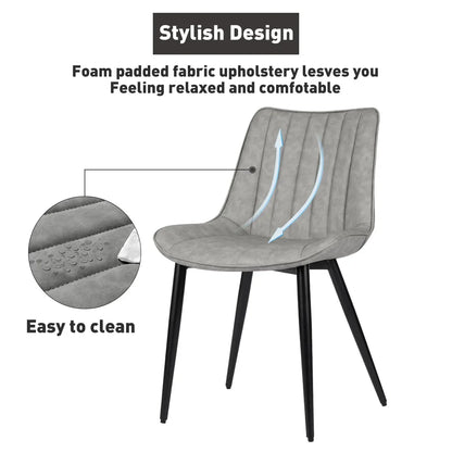 Homhum Mid Century Modern Dining Chairs Set of 4, Leather Upholstered Dining Chairs, Gray