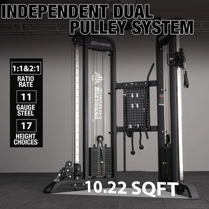 Syedee Functional Trainer with 352lbs Weight Stack, 2:1&1:1 Ratio System Cable Crossover Machine with Independent Double Pulley System, 2000lbs Multi-Functional Chest Fly Machine