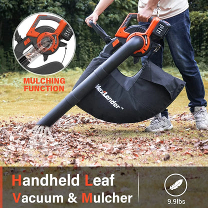 MAXLANDER 40V Cordless Leaf Vacuum, Electric Leaf Blower, Mulcher with 2x4.0Ah Lithium Ion Battery