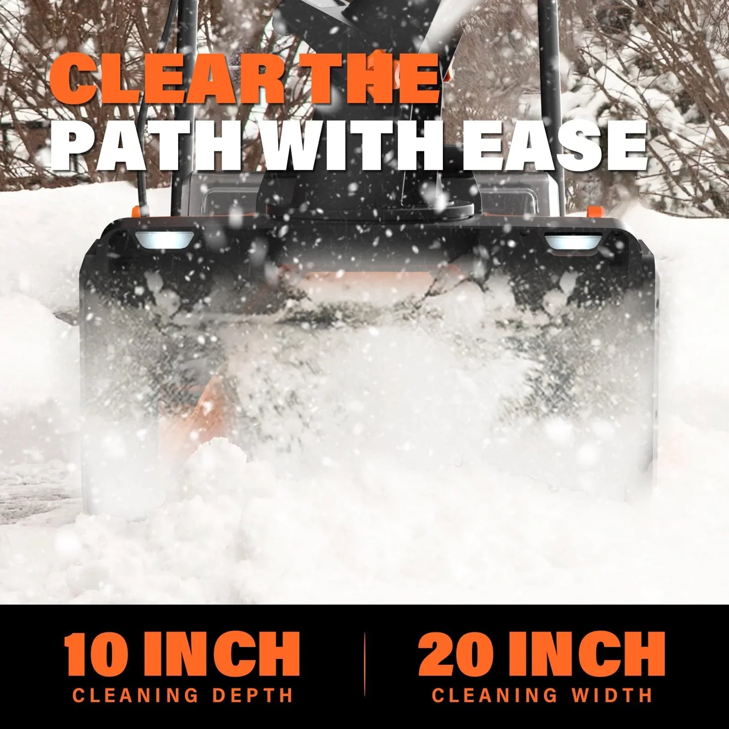 MAXLANDER Snow Blower Cordless, 40V 20-Inch Brushless Cordless Snow Blower with Dual LED Lights, 180  Rotating Chute, Electric Snow Blower Battery Powered 2 x 4.0Ah Batteries and Charger Included