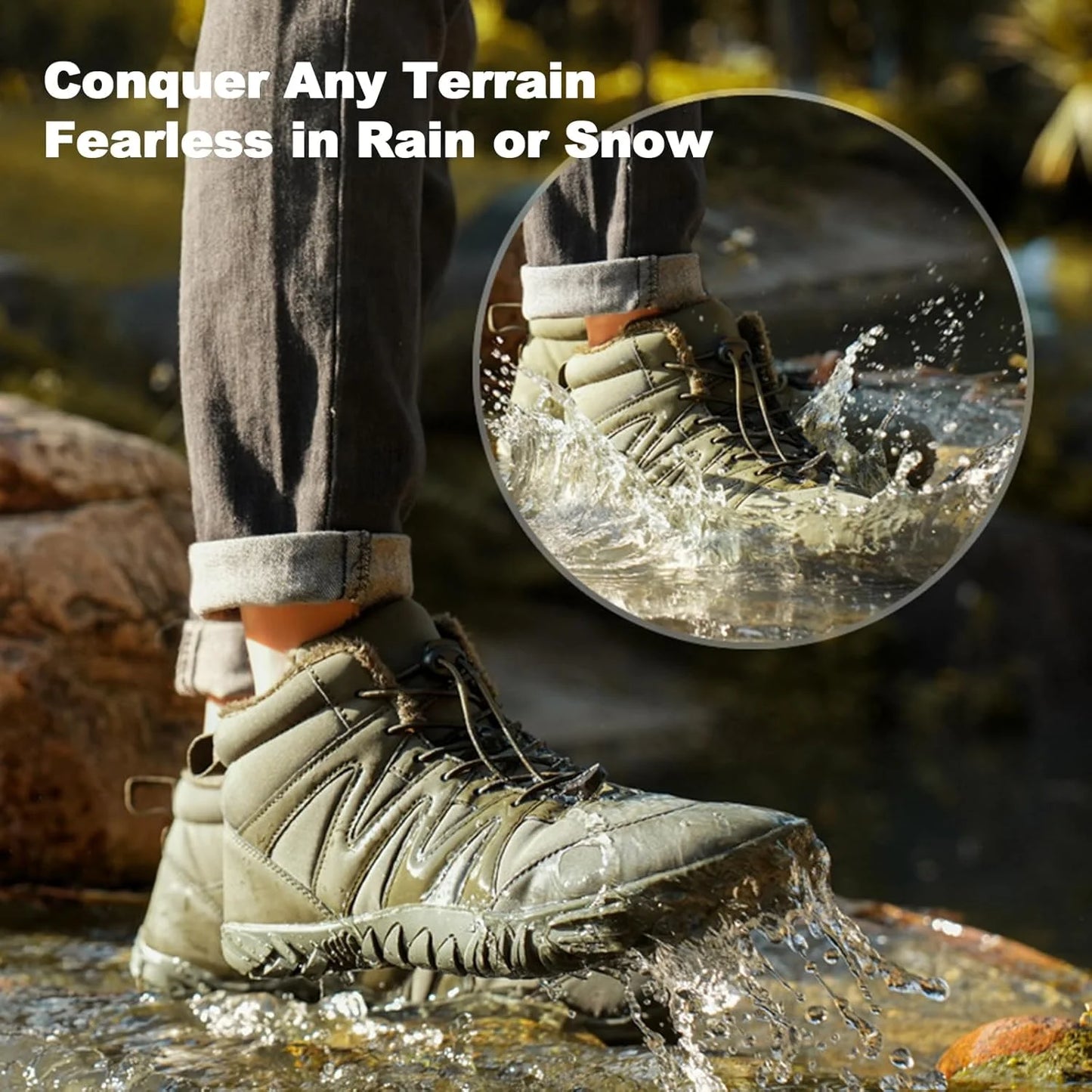 Waterproof Winter Hiking Boots Barefoot Shoes Thermal Fleece, For Men/Women, Trail Running Non-Slip