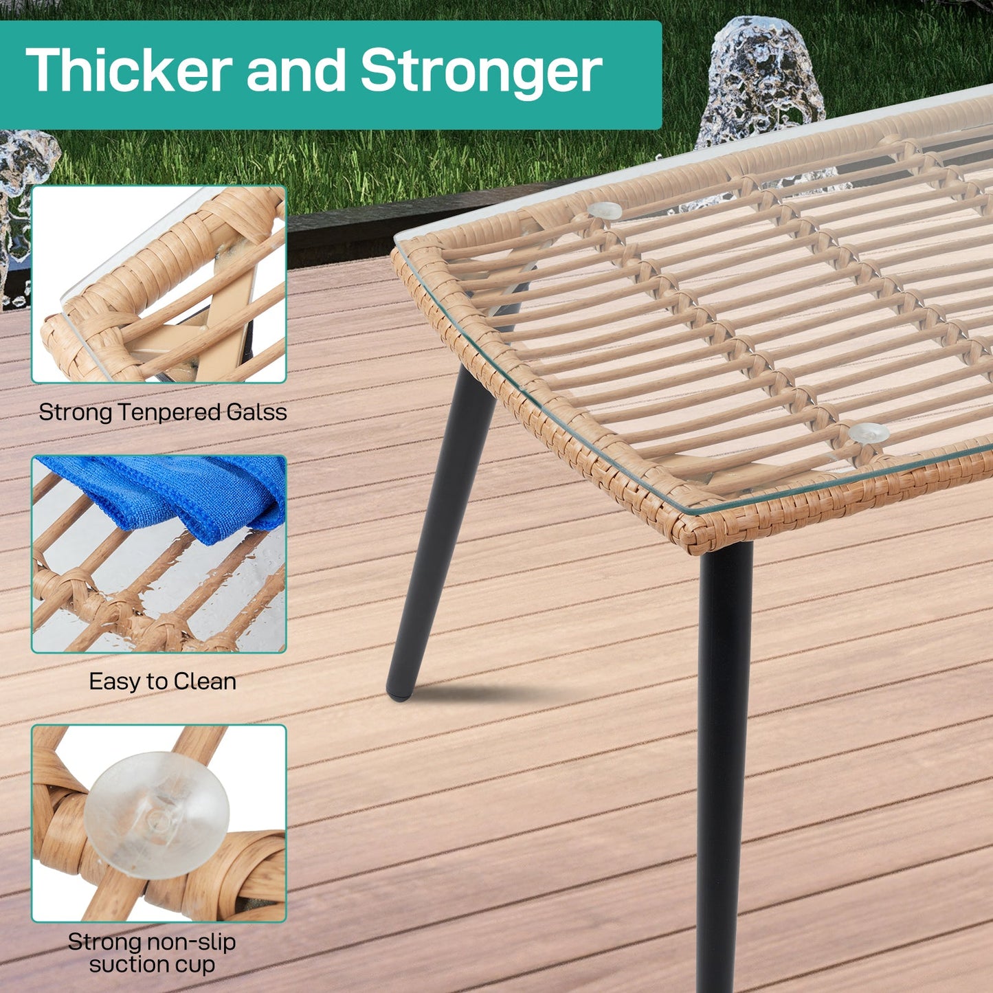 4-Piece Patio Furniture Set, All-Weather Wicker Sectional Sofa,Rattan Furniture Set ,Patio Conversation Set for Deck, Yard, Lawn