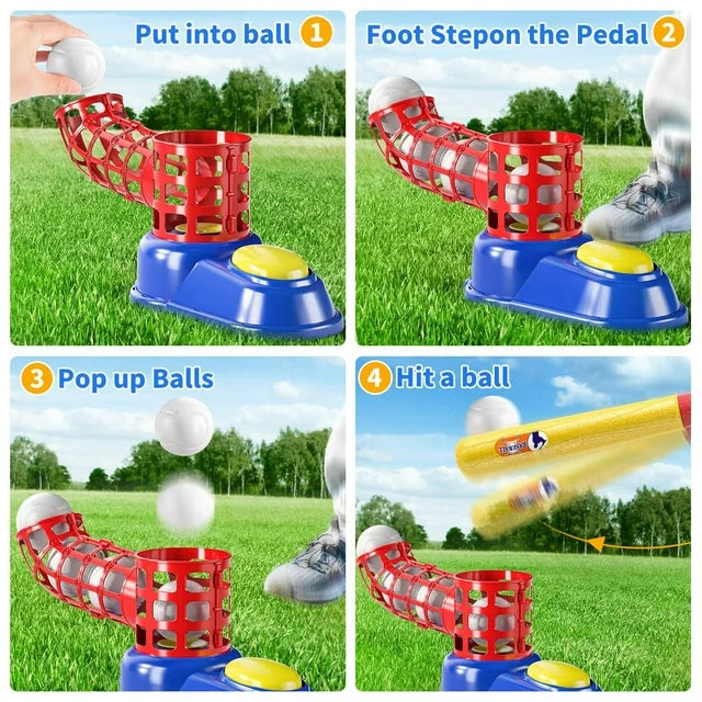 JUGAAD LIFE Tball Set Baseball Toys for Boys 3-6 Years Tee Ball Set for Kids Girls Outdoor Outside Sport Toys with 10 Balls-Blue